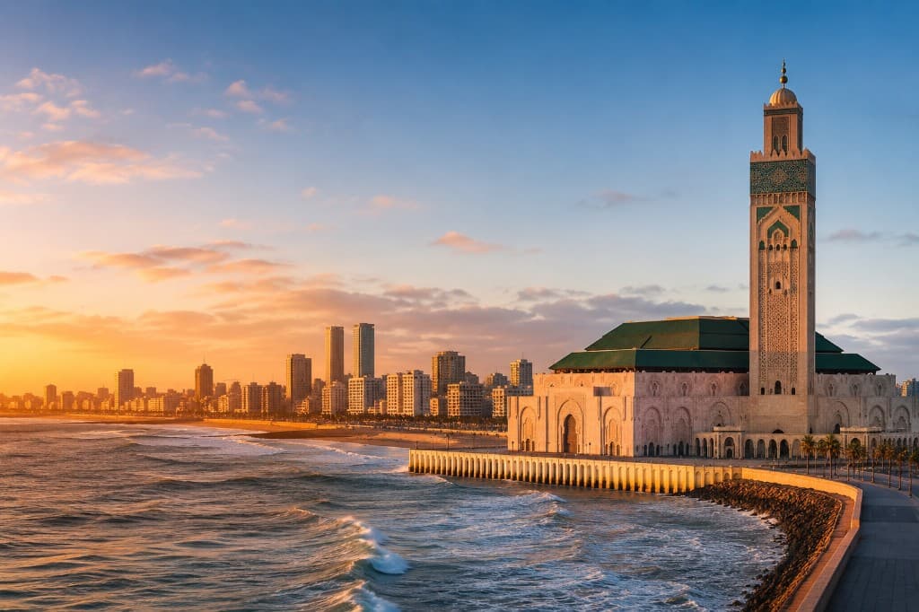 Casablanca — Mosquée Hassan II au coucher du soleil